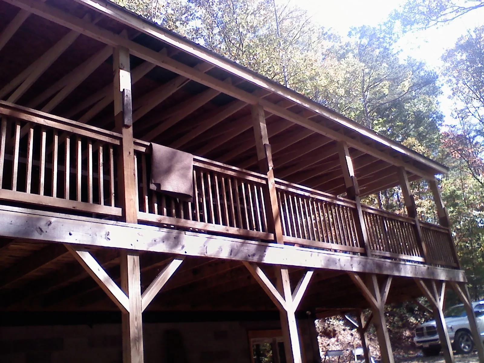 Timber framing under a new elevated porch and deck — Roof Leak Repair in Laneview by Roofing Brothers